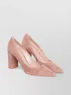 Gianvito Rossi Suede Block Heel Pointed Toe Pumps