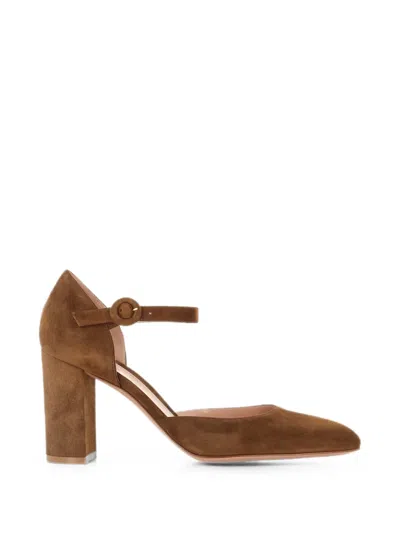 Gianvito Rossi Suede Block-heel Pumps In Brown