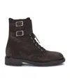 Gianvito Rossi Suede Buckle Cuff Combat Booties