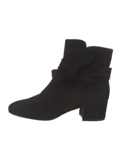 Pre-owned Gianvito Rossi Suede Bow Accents Boots In Black