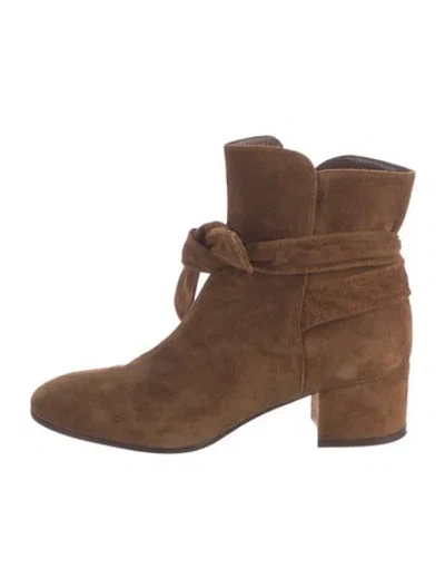 Pre-owned Gianvito Rossi Suede Bow Accents Boots In Brown