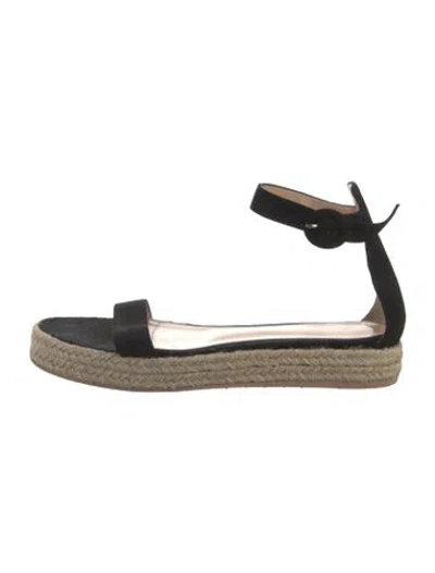 Pre-owned Gianvito Rossi Suede Braided Accents Espadrilles In Black