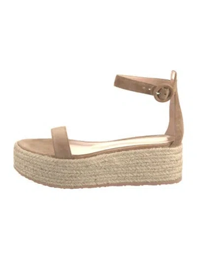 Pre-owned Gianvito Rossi Suede Braided Accents Espadrilles In Brown