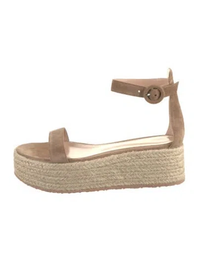 Pre-owned Gianvito Rossi Suede Braided Accents Espadrilles In Brown