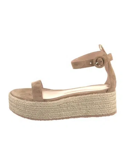 Pre-owned Gianvito Rossi Suede Braided Accents Espadrilles In Brown