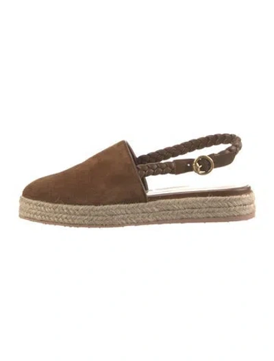 Pre-owned Gianvito Rossi Suede Braided Accents Espadrilles In Brown