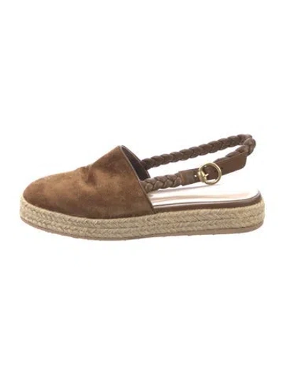 Pre-owned Gianvito Rossi Suede Braided Accents Espadrilles In Brown