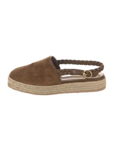 Pre-owned Gianvito Rossi Suede Braided Accents Espadrilles In Brown