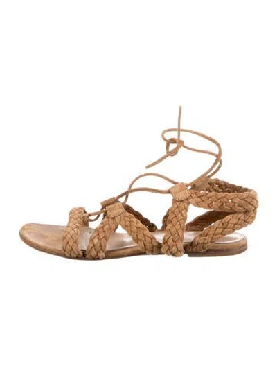 Pre-owned Gianvito Rossi Suede Braided Accents Gladiator Sandals In Brown