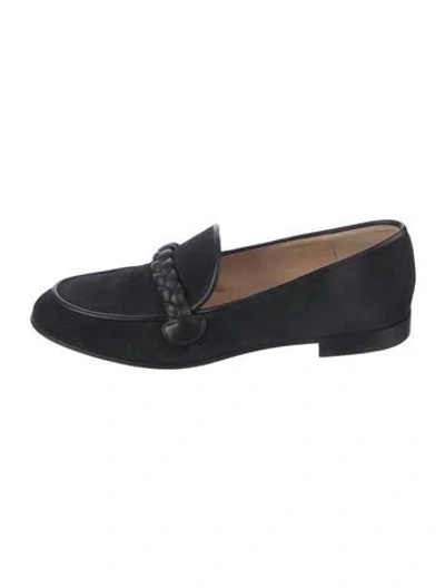 Pre-owned Gianvito Rossi Suede Braided Accents Loafers In Black