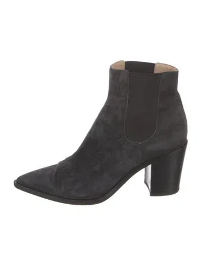 Pre-owned Gianvito Rossi Suede Chelsea Boots In Grey