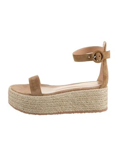 Pre-owned Gianvito Rossi Suede Colorblock Pattern Espadrilles In Brown