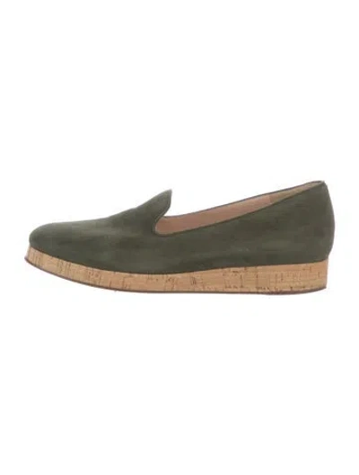 Pre-owned Gianvito Rossi Suede Colorblock Pattern Mules In Green