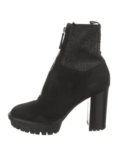 Pre-owned Gianvito Rossi Suede Combat Boots In Black