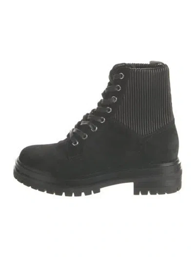 Pre-owned Gianvito Rossi Suede Combat Boots In Black