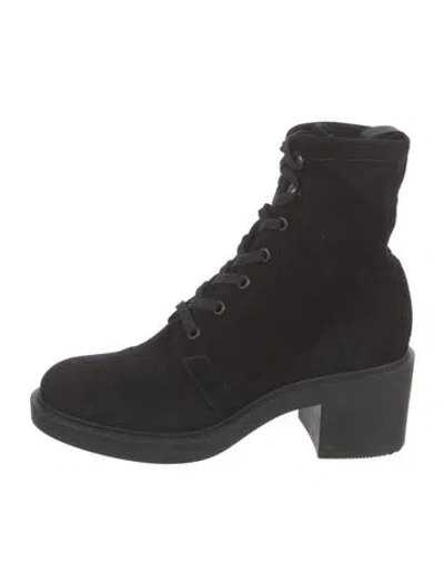 Pre-owned Gianvito Rossi Suede Combat Boots In Black