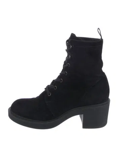 Pre-owned Gianvito Rossi Suede Combat Boots In Black