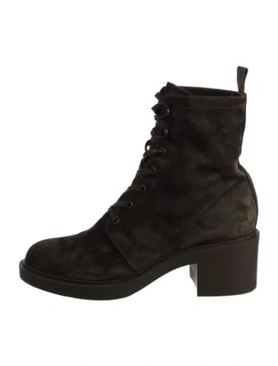 Pre-owned Gianvito Rossi Suede Combat Boots In Black