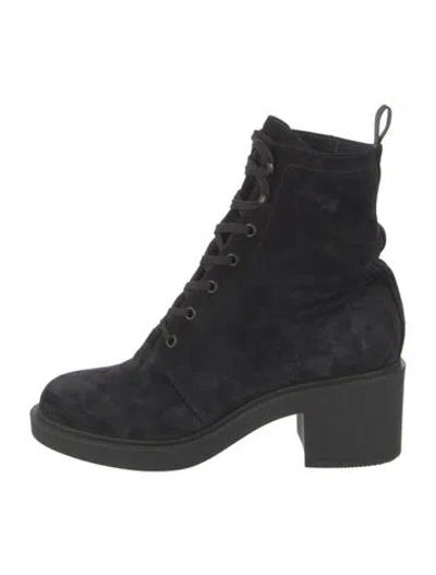 Pre-owned Gianvito Rossi Suede Combat Boots In Black