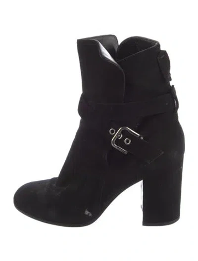 Pre-owned Gianvito Rossi Suede Combat Boots In Black