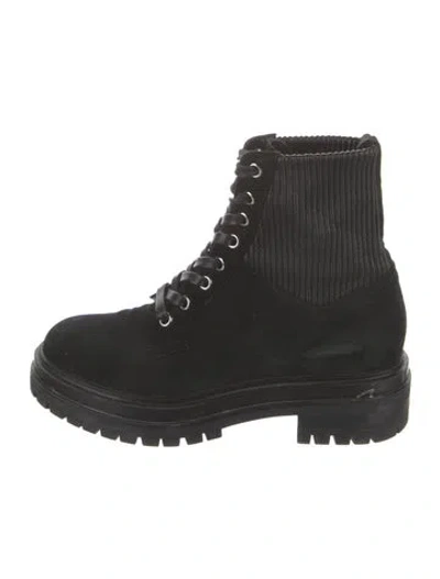 Pre-owned Gianvito Rossi Suede Combat Boots In Black