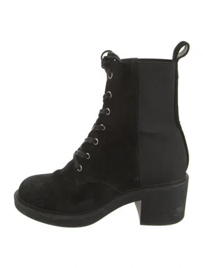 Pre-owned Gianvito Rossi Suede Combat Boots In Black