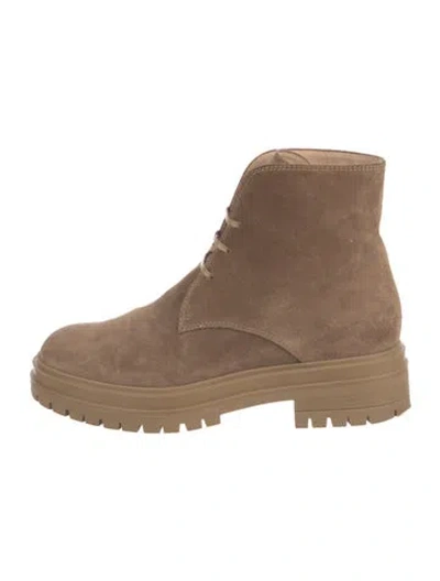 Pre-owned Gianvito Rossi Suede Combat Boots In Brown
