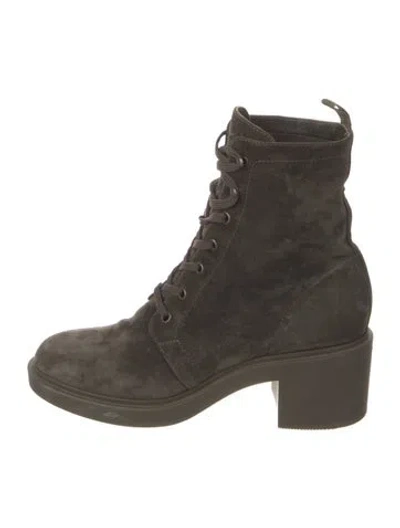Pre-owned Gianvito Rossi Suede Combat Boots In Green