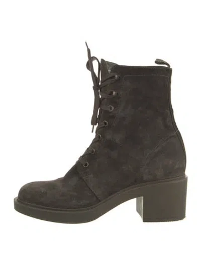 Pre-owned Gianvito Rossi Suede Combat Boots In Green