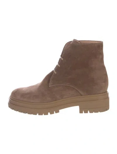 Pre-owned Gianvito Rossi Suede Combat Boots In Neutral