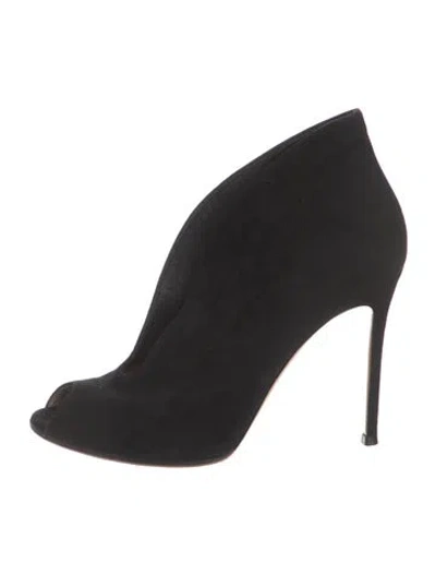 Pre-owned Gianvito Rossi Suede Cutout Accent Boots In Black