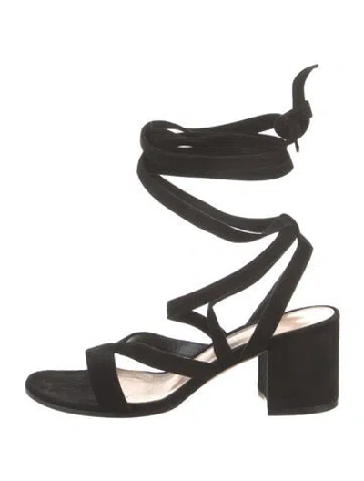Pre-owned Gianvito Rossi Suede Cutout Accent Gladiator Sandals In Black