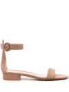 Gianvito Rossi Suede Buckle Block Heel Sandals In Brown