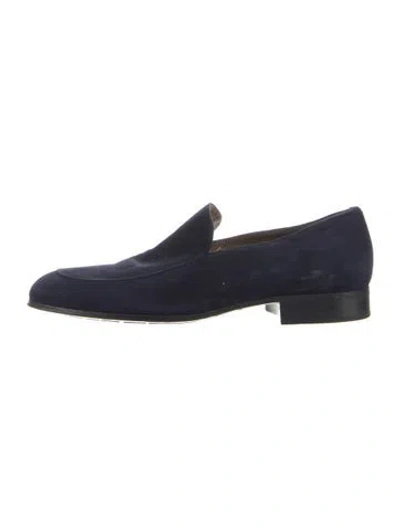 Pre-owned Gianvito Rossi Suede Dress Loafers In Blue