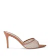 Gianvito Rossi Suede Embellished Rania Mules 85 In Beige
