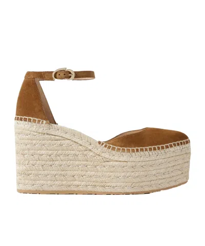 Gianvito Rossi Suede Espadrille Platform Sandals In Brown