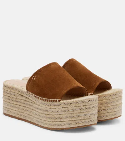 Gianvito Rossi Suede Espadrille Sandals In Multi