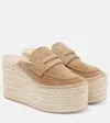Gianvito Rossi Maxilla 105 Suede Espadrille Wedge Mules In Beige