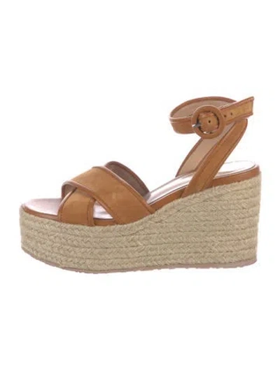 Pre-owned Gianvito Rossi Suede Espadrilles In Brown