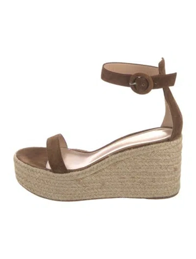 Pre-owned Gianvito Rossi Suede Espadrilles In Brown