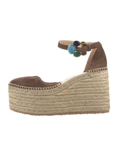 Pre-owned Gianvito Rossi Suede Espadrilles In Neutrals