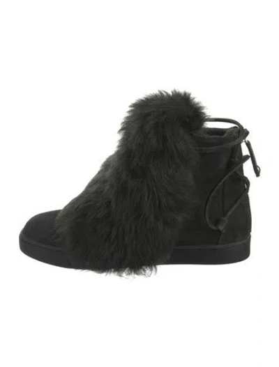 Pre-owned Gianvito Rossi Suede Faux Fur Trim Boots In Black