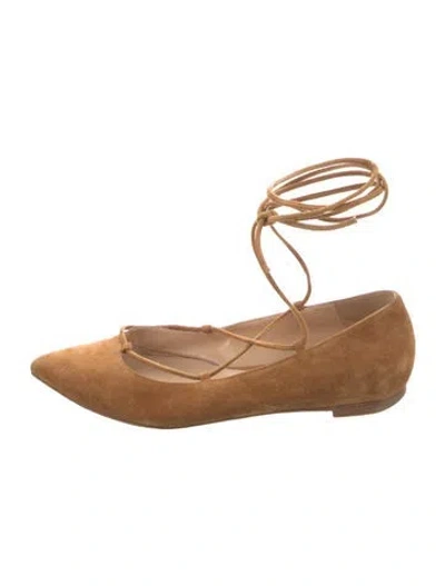 Pre-owned Gianvito Rossi Suede Flats In Brown