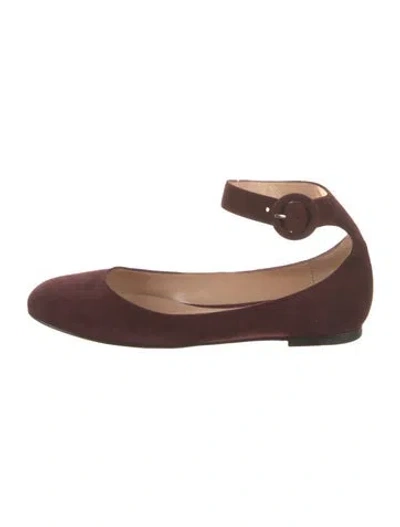 Pre-owned Gianvito Rossi Suede Flats In Burgundy