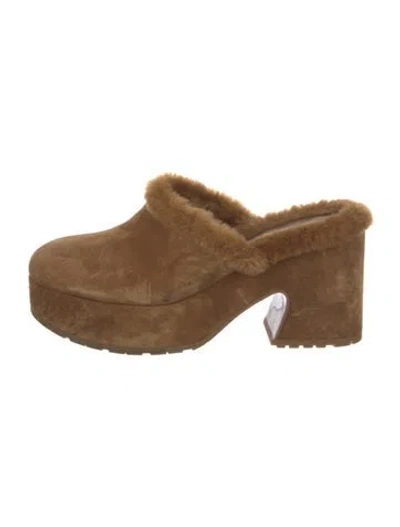 Pre-owned Gianvito Rossi Suede Fur Trim Boots In Brown