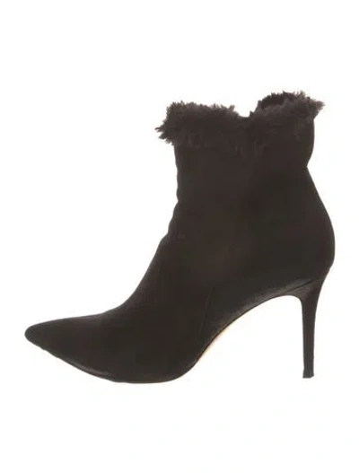 Pre-owned Gianvito Rossi Suede Fur Trim Boots In Green