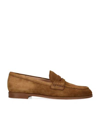 Gianvito Rossi Suede Georgie Loafers In Brown