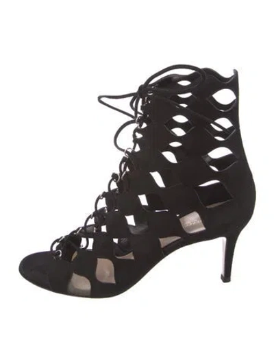 Pre-owned Gianvito Rossi Suede Gladiator Sandals In Black