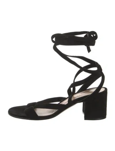 Pre-owned Gianvito Rossi Suede Gladiator Sandals In Black