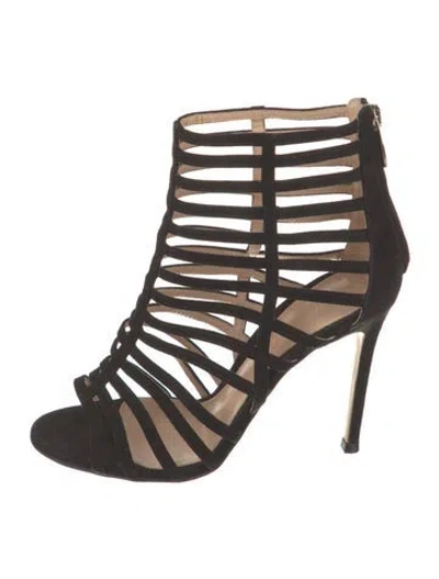 Pre-owned Gianvito Rossi Suede Gladiator Sandals In Black